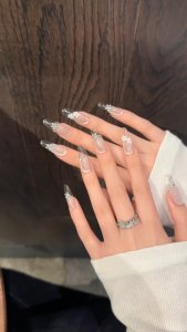 100% Handmade press-on nails Wedding Ready! Elegant long nails