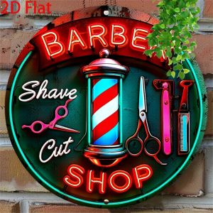 CIFbuy | Vintage Barber Neon Sign 2D Flat Wall-Mounted Round Retro Pole Barbershop Decoration