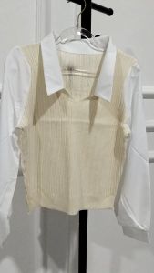 Atasan Wanita Dewasa Import Blouse Knit Lidi Kerah Lengan Panjang Balon Model Kekinian Terbaru