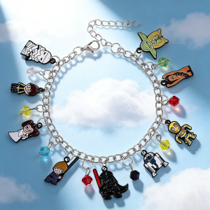 Bandai | Sci-Fi Space Adventure Cartoon Charm Bracelet Multi-Character Enamel Pendants Novelty Jewelry Gift for Teens And Movie Lovers