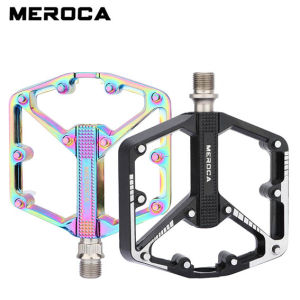 Meroca New Ultra-Light Aluminum Alloy Bike Pedals with Double DU Bearings and Anti-Slip Tripod Design for MTB