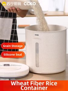 CCKO | Airtight Kitchen Storage Box Rice Bucket Anti-Cricket Moisture Proof Flour Storage Canister Nordic Style Plastic Cereal Container