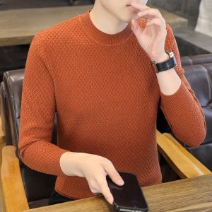 HENGYUANXIANG | Hengyuanxiang Mens Round Neck Sweater Thin Pure Color Inner Wear Base Knitwear Spring Autumn Casual Loose Fit Fashion Urban Style