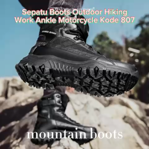 Sepatu bot pria musim gugur musim dingin baru sepatu bot hiking pria anti selip luar ruangan sepatu bot kerja pria sepatu bot sepeda motor pria ukuran 39-46 Anti air Waterproof Outdoor Boots 835#807 BLACK