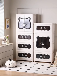 LOVO ตู้เสื้อผ้าพับได้ ตู้อเนกประสงค์ มีล้อเลื่อน ตู้จัดระเบียบของ 5/4/3ชั้น ตู้เก็บของ ลิ้นชักขนาดใหญ่ วางซ้อนได้สูง ชั้นความจุขนาดใหญ่