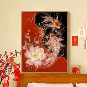 Acrylic Paint By Numbers Lucky Koi Painting By Numbers on Canvas Coloring By Number for Adults Paint Digital Art