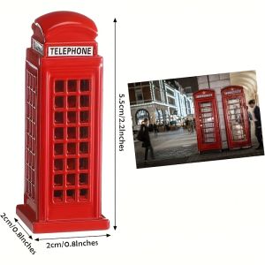 Vintage Metal Telephone Booth Decorations - Red British Style with "Phone" Emblem Ideal