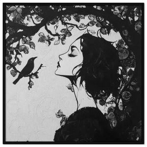 Tranh chân dung đen trắng nghệ thuật. Tranh treo tường dán tường sơn dầu canvas CGI-1632