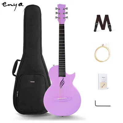 Enya Nova Go Carbon Fiber Travel Acoustic Guitar | 1/2 Size Lightweight Moisture-Proof Guitara Beginner Adult Travel Acustica Guitarra Portable Guitar with Colorful Packaging Guitar Strap Gig Bag Cleaning Cloth