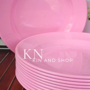 CUCI GUDANG 12 PCS PIRING MAKAN MELAMIN PINK MODEL CEKUNG 9 INCHMELAMIN TEBAL TAHAN PANAS