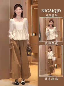 Elegant Fashionable Two-Piece Set High Waist A-Line Skirt Long Sleeve Shirt Womens Autumn Clothing Quality Commute Style