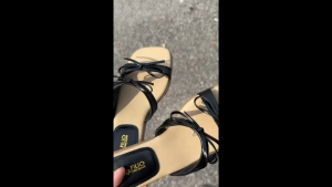 JULIA FILIO Comfort Lady Shoes Ladies FLAT Ribbon Shoes (B62) Col: (BLA/SIL) SIZE:36-40