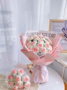 1PCS แฮนด์เมดโครเชต์ Forever ดอกไม้ถักช่อ DIY แฟนวันเกิดของขวัญวาเลนไทน์ ดอกทิวลิป - วันเกิดของขวัญแฟน