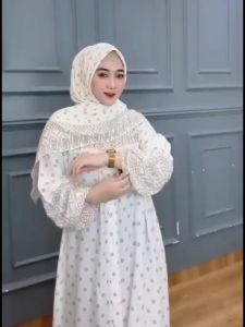Promo Gamis Set Hijab Terbaru Dress Rayon Diamond Motif Model Silang Belakang Dress Rayon Motif Premium Terlaris YSF Fashion