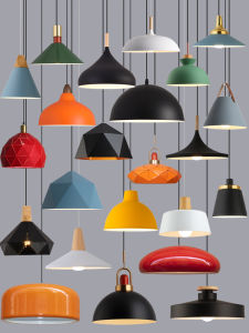 Scandinavian Style Single Head Chandelier for Restaurant Modern Simplicity Design Industrial Lighting Fixture Aluminum Body Iron Shade