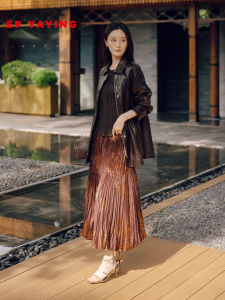 EP YAYING | Váy Xếp Ly Sequin Màu Đỏ Rượu