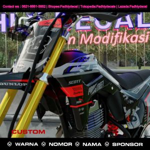 Desain Keren Grey Biru Merah untuk Decal CRF 150 L Fullbody