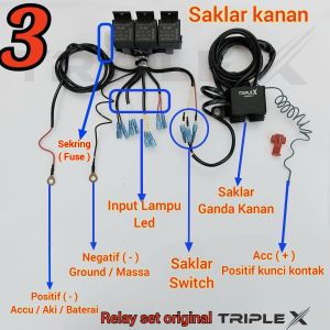 relay set rellay lampu led tembak lampu tambahan 3mode 2mode rillay