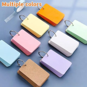 50PCS Blank Cards Iron Ring Handwritten Memo Card English Word Card Loose-leaf Memo Memory Cards