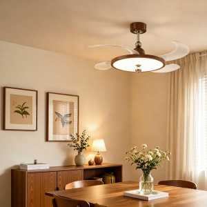 AOMAO | Invisible French Antique Style Minimalist Walnut Color Ceiling Fan Light Thin Design
