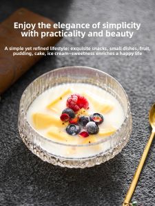 YOGEHOME | Vertical Pattern Glass Dessert Bowl for Fruit Salad Desserts and Oatmeal