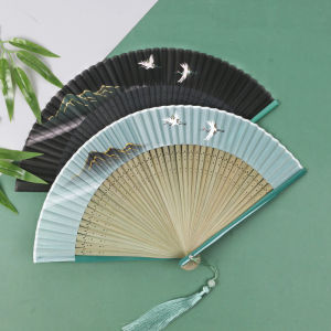 Quạt Lụa Xuân Sơn Khiêu Vũ 7 Inch Phong Cách Trung Hoa Mới Quạt Lụa Cổ Điển Cho Phụ Nữ Quạt Lụa Múa Quạt Lụa Cổ Điển