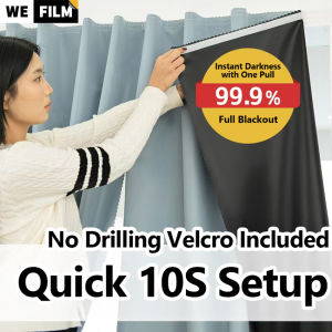 100% Blackout Curtains Self Adhesive Privacy Curtains Punch Free Portable Curtains for Bedroom Living Room Basement Blackout Sun Protection and Heat Insulation