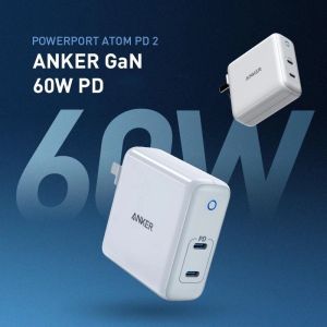 Sạc Siêu Nhanh 60W Anker PowerPort Atom PD 2 - GaN Tech - A2029 - 2 Cổng Type C - Hàng Chính Hãng - Mới 100% Nguyên Hộp - Bảo Hành 1 Năm - 1 Đổi 1