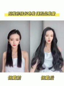 Beautiful Long curly Wig Women Clip in Hair Extensions Wig Big Wave Black Brown High Tempreture Synthetic Hair Piece 60cm