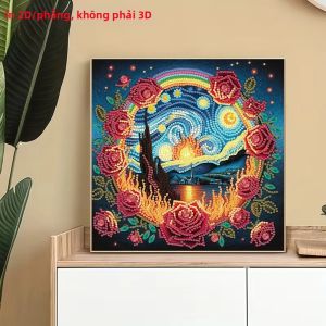 Tranh Đính Kim Cương 2D/Flat Hình Cây Thông - Kim Cương Tròn Và Hình Dạng Đặc Biệt Không Khung Chất Liệu Vải Canvas Lý Tưởng Để Trang Trí Phòng Ngủ Phòng Khách Hành Lang