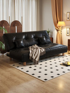 Government Subsidized Italian Vintage Style Foldable Oil Wax Cat Scratch Leather Sofa Bed for Living Room Compact Apartment
