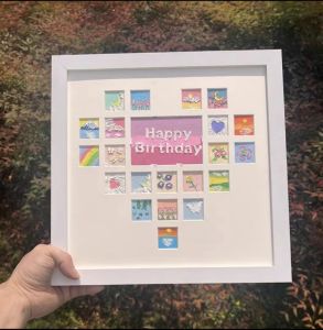 Happy Birthday DIY Oil Pastel Painting Complete Material Kit Heart Shaped Picture Frame Art Supplies Business Goods