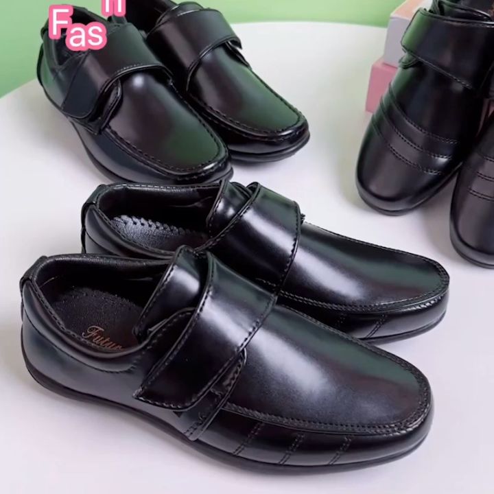 New Black shoes for kids boys velcro black school uniform shoes for