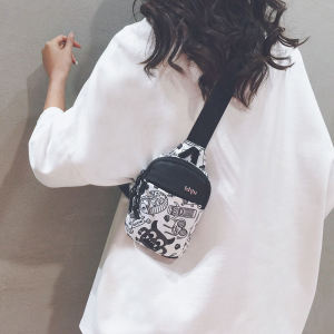 Graffiti Mini Crossbody Bag Womens Handbag Canvas Phone Bag Personality Youth Casual Fashion Soft Zipper Closure Shoulder Bag
