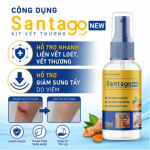 Xịt Vết Thương Santago 15ml Hỗ Trợ Nhanh Liền Da - Làm Sạch Kháng Khuẩn Giảm Sưng Bầm