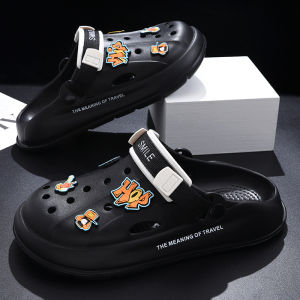 Mens Summer Outdoor Thick Bottom Slip-On Sandals Anti-Slip Soft Bottom Wear-Resistant Beach Shoes Comfortable EVA Material