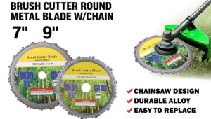 BRUSH CUTTER ROUND METAL BLADE W/CHAIN 7" 9” DURABLE MATA PEMOTONG MESIN RUMPUT WOOD CARVING CHAIN SAW DISC TRIMMER HEAD