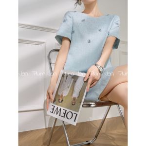 PlumJan | Đầm Xanh A-line Kiểu Pháp Thanh Lịch Có Đính Hạt
