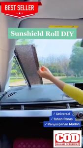 Sun Shield Roll Kaca Mobil Pelindung Panas Dashboard Ukuran P 125cm x L 50cm Penutup Silau Parkir