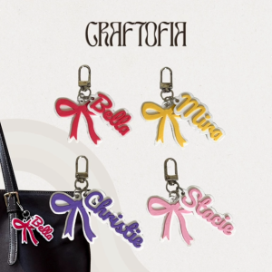 CRAFTOFIA Ribbon with Personalized Name Keychain/ Name Charm/ Giveaways I Premium 3D Printed PLA