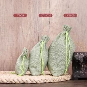 50pcs/Lot 7x9/10x14/13x18cm Natural Linen Drawstring Bag Bright Yellow Khaki Christmas Party Gift Candy Home Storage Jewelry Bag