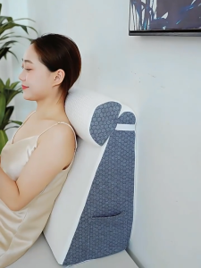 Backrest Wedge Pillow with Detachable Headrest | 25° Elevated Back Support Pillow | Anti-Slip Bed & Sofa Support Cushion
