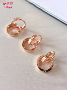Ear Clip AU750 Genuine Goods 18K Gold Earrings Color Gold Rose Gold Ear Ring Carven Design Eardrops Ear Studs Earrings for Men and Women