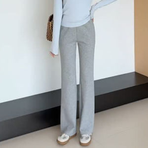 Grey Flared Yoga Pants Womens Spring Autumn New Casual Straight Leg Pants High Waist Long Pants Commute Style Korean Version