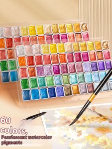 ชุดสีน้ำกว้างถาดสีทึบอะคริลิกโหลชุดสีน้ำ24สีชุดพกพา12/20/24/60สีอุปกรณ์เครื่องเขียนสำหรับโรงเรียน