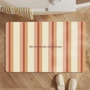 VIKAMA Retro Sọc Phòng Tắm Thảm Thấm Nước Nhanh Khô Chống Trơn Trượt Thảm Nhà Bếp Phong Cách Hiện Đại Trang Trí Nhà Cửa Cao Su Thảm Cửa