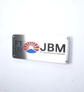 Nomor rumah Stainless Steel UV Printing Dengan LOGO Simple Elegant
