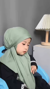 Bergo Anak Malay Jersey Kerudung Anak Perempuan Size 2 -6 Tahun Jilbab Anak Bergo Anak French 2 IN 1