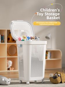 Love Elephant | Large Capacity Plush Toy Storage Basket with Wheels