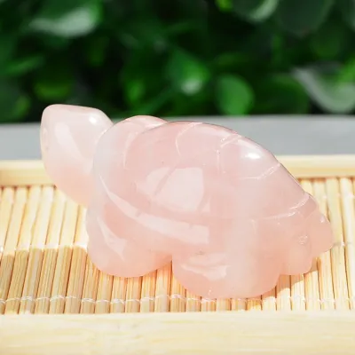 Crystal Turtle Statue 2-inch Polished Turtle Statue Hand Carved Animal Sculpture Gemstone Home Office Decoration